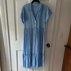 Light Blue Button-Up Dress
